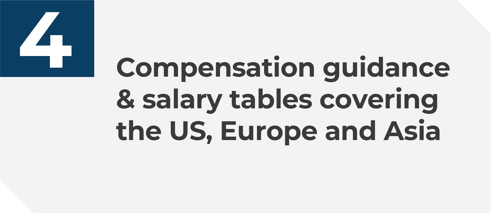 Compensation guidance & salary tables covering the US, Europe and Asia Pacific