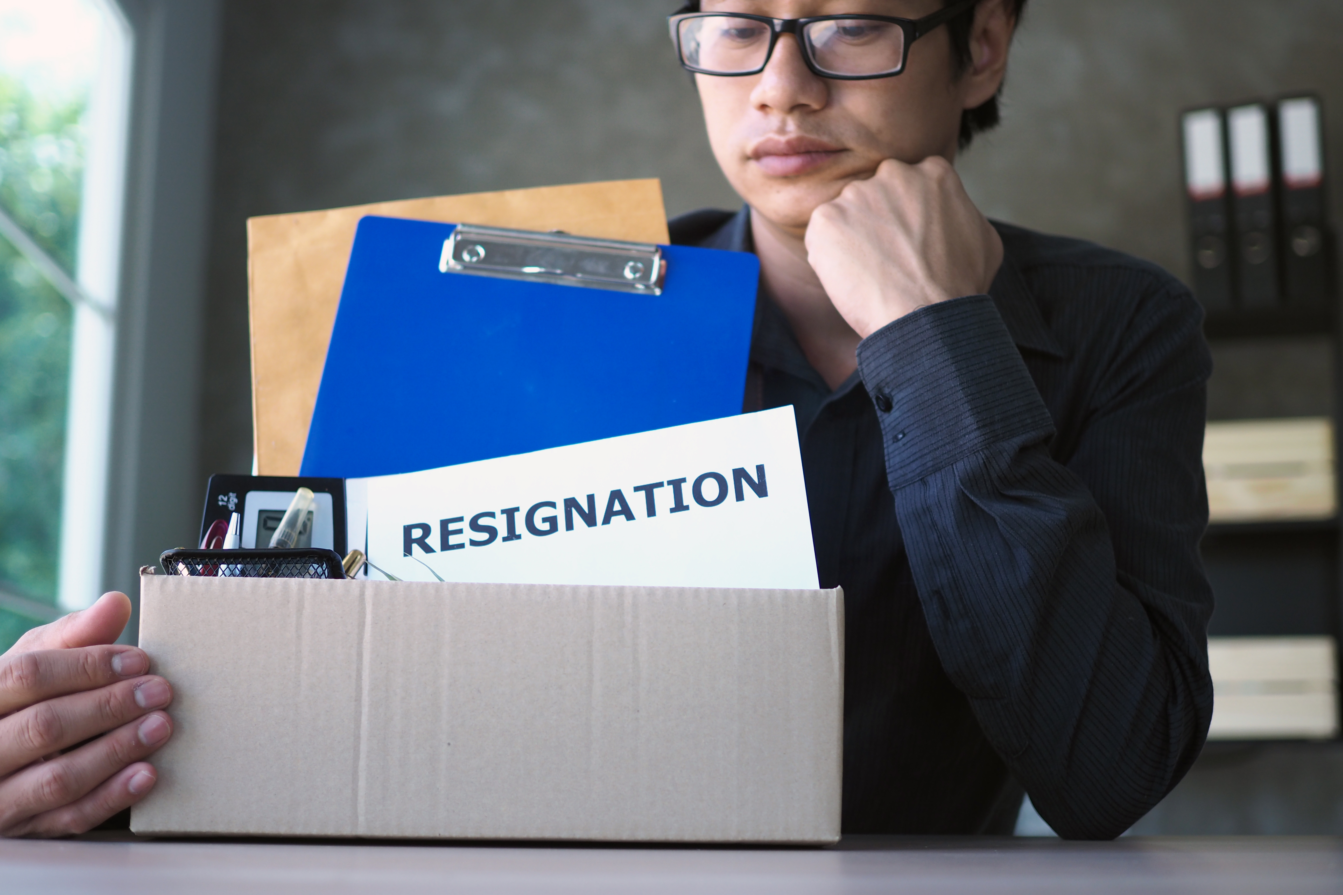 A man is feeling frustrated with the resignation letter